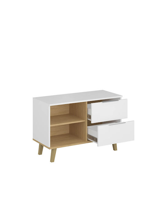Sideboard Neptune Wooden with Drawers White / Sonoma 90x40x61cm