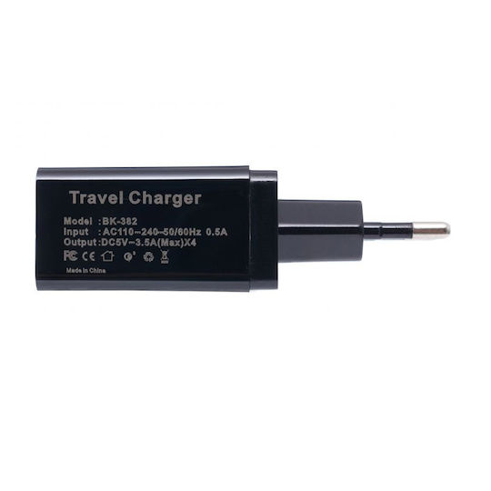 Kraft & Dele Charger Without Cable with 3 USB-A Ports Quick Charge 3.0 Blacks (KD-1239)