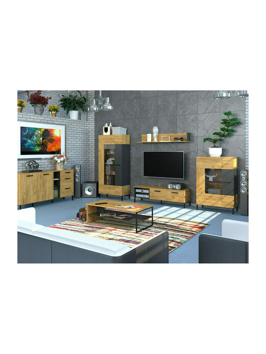 Мебели за съхранение Santes дървен Golden Oak/Graphite 180x42x92.5см