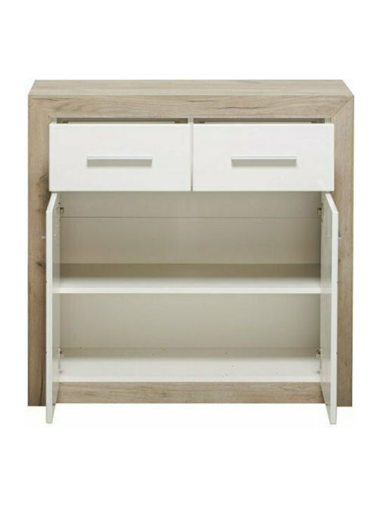Sideboard Etna Wooden with Drawers Grey Oak / White Lacquer 93x35x90.5cm