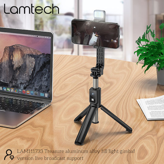 Lamtech 2in1 Selfie Stick Cell Phone Tripod Bluetooth With Black Lighting