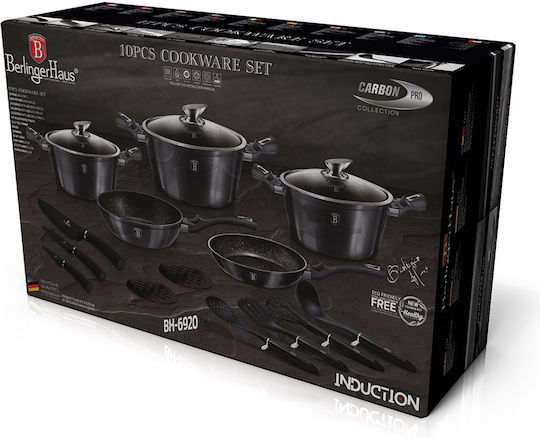 Berlinger Haus Metallic Line Σετ Μαγειρικά Σκεύη από Αλουμίνιο Carbon Pro με Επίστρωση από Πέτρα 5 τεμαχιών