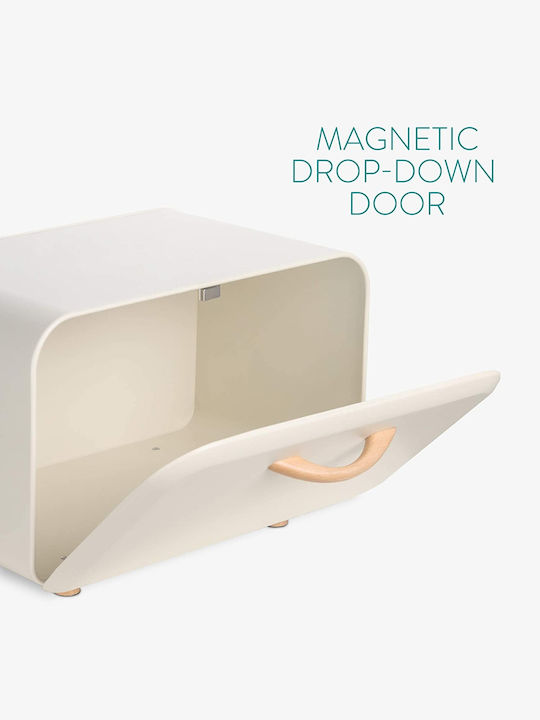 Navaris Metallic Bread Box with Lid Beige 35.2x23x23.5cm
