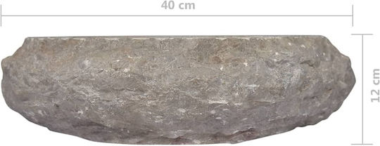 vidaXL Επικαθήμενος Νιπτήρας Πέτρινος 40x40x12cm Γκρι