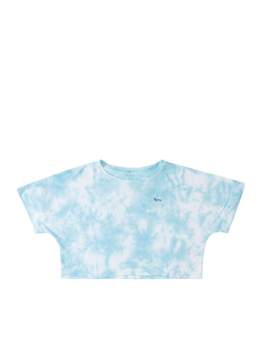 Happy Palms Κοντομάνικο Crop Top Γαλάζιο