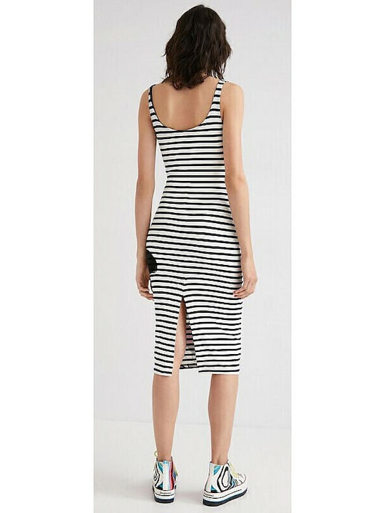 Mickey Summer Midi Dress with Slit Black