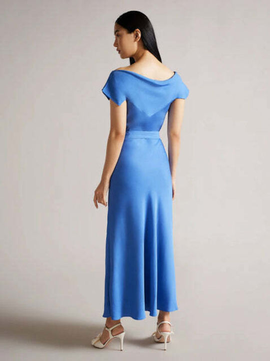 Summer Midi Dress for Wedding Christening Blue