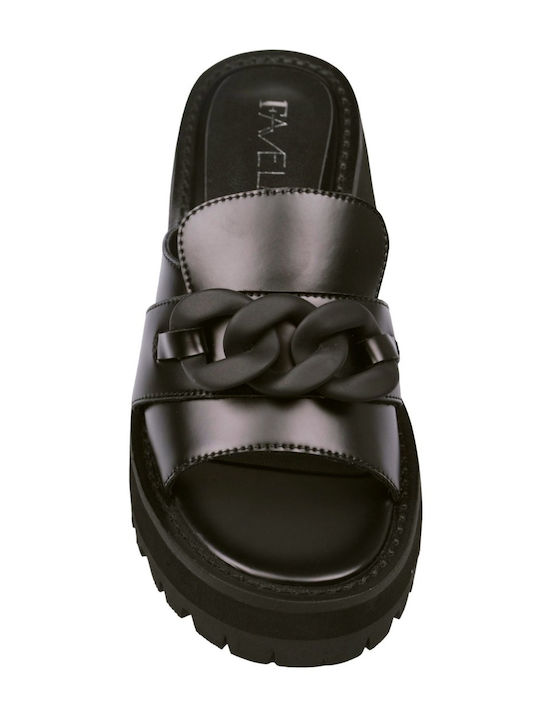 Favela Nolden Chunky Heel Leather Mules Black