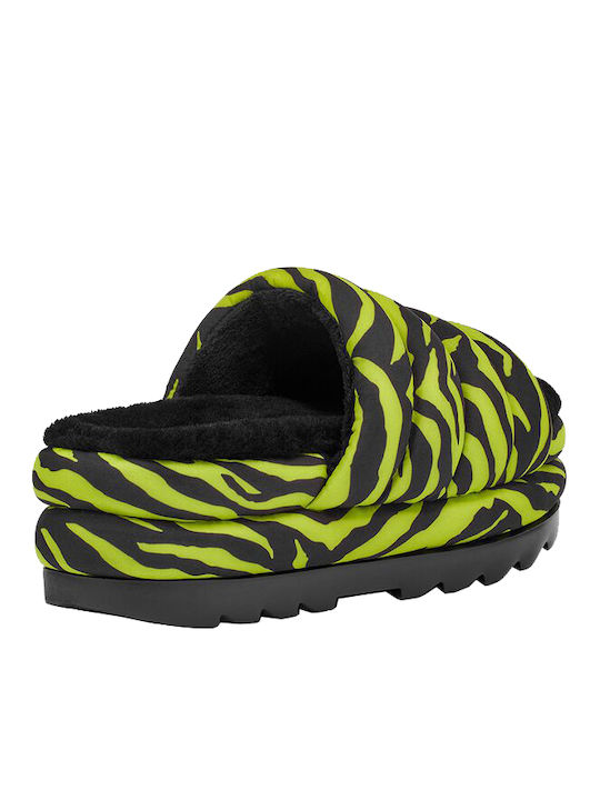 Puft Slide Tiger Print Leather Women's Flat Sandals Flatforms tiger