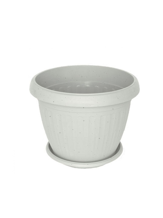 Plastic Pot Ø55x44cm with Design White Hephaestus Greece