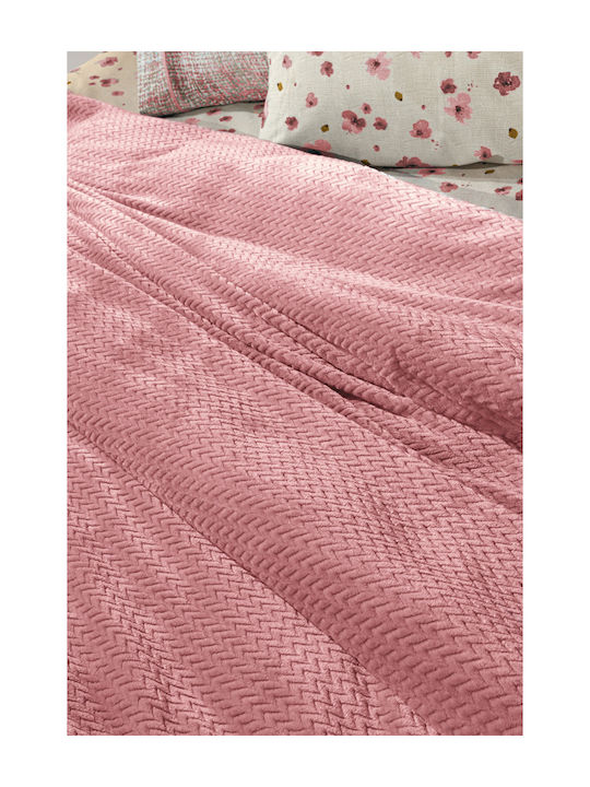 Guy Laroche Rombus Κουβέρτα Fleece Μονή 160x220εκ. Coral