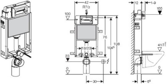 Geberit Delta Built-in Plastic Low Pressure Rectangular Toilet Flush Tank