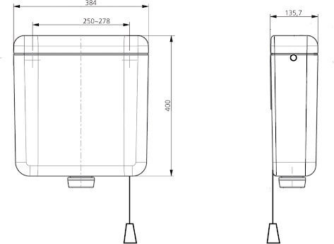 Tema Wall Mounted Plastic Toilet Flush Rectangular High Pressure White