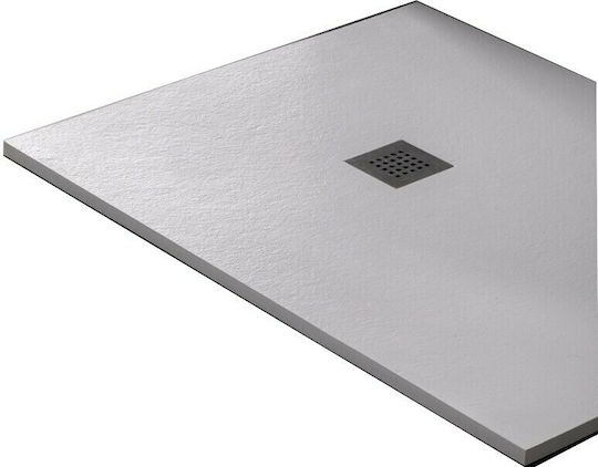 Sirene Slate Cast Marble Ορθογώνια Ντουζιέρα Τεχνητής Πέτρας 120x80cm Λευκή