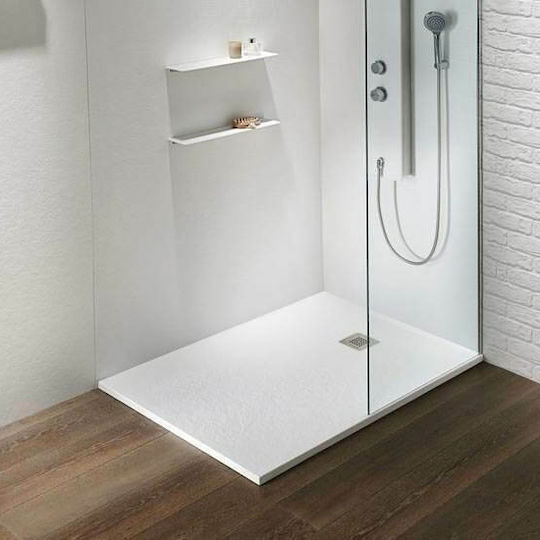 Sirene Slate Rechteckig Künstlicher Stein Dusche x90cm Weiß