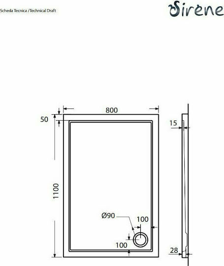 Sirene Extra Flat Ορθογώνια Ακρυλική Ντουζιέρα 110x80cm Λευκή