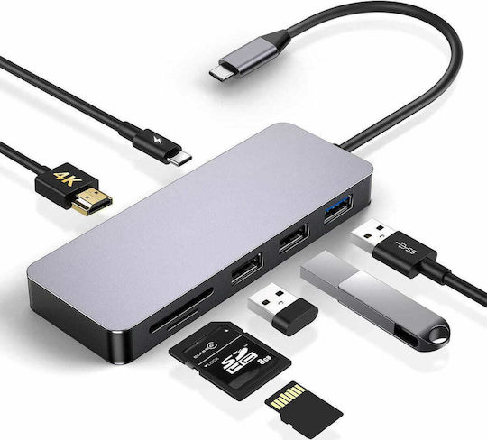 Platinet USB-C Докинг станция с HDMI 4K PD Сребрист (PMMA9822)