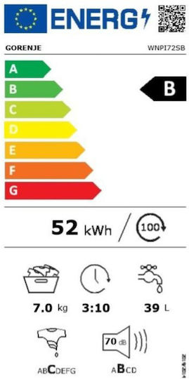 Gorenje WNPI72SB Washing Machine 7kg 1200 Rounds 739373