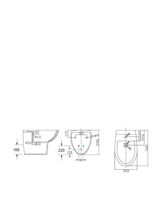 Karag Paros Bidet Boden 36x54cm Weiß