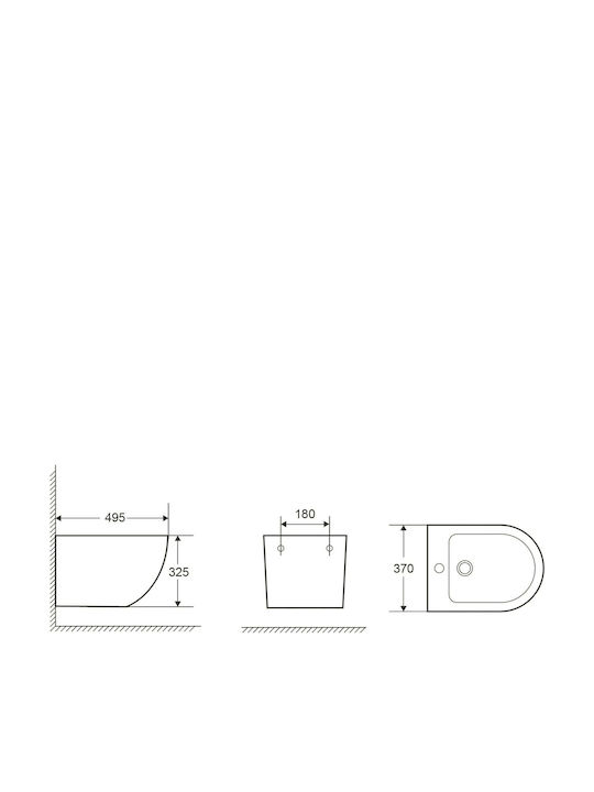Karag Wall-Hanging Bidet Milos Gray 37x49.5x32.5cm