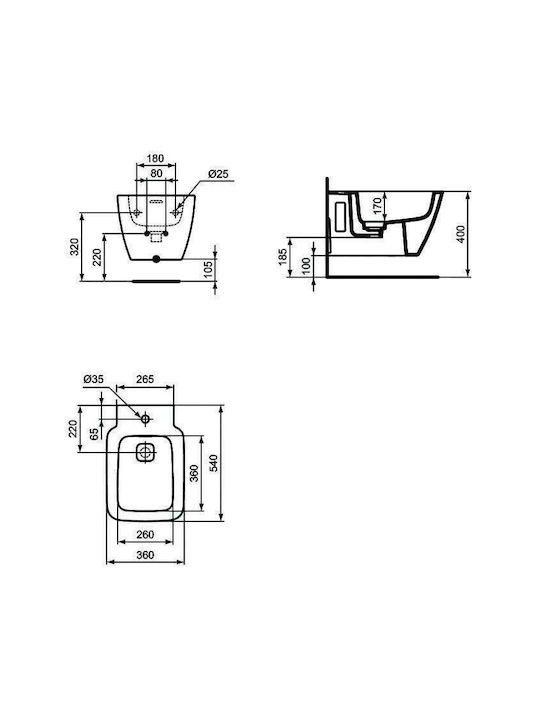 Ideal Standard Strada II Μπιντέ Δαπέδου 36x55.5cm