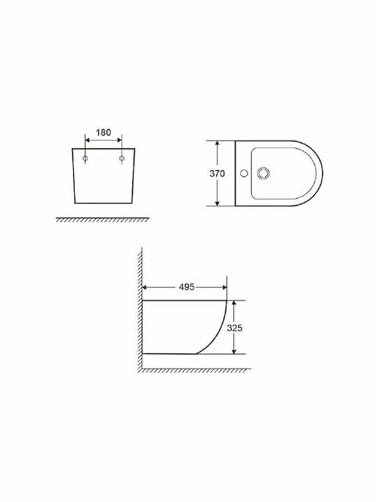 Karag Wall-Hanging Bidet Milos 37x49.5x32.5cm