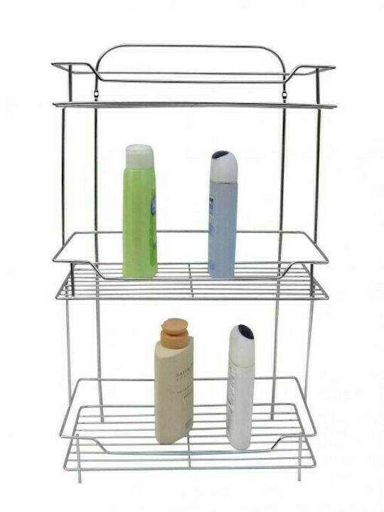 Venus Wall Mounted Bathroom Shelf Inox with 2 Shelves 32x15x34cm Silver