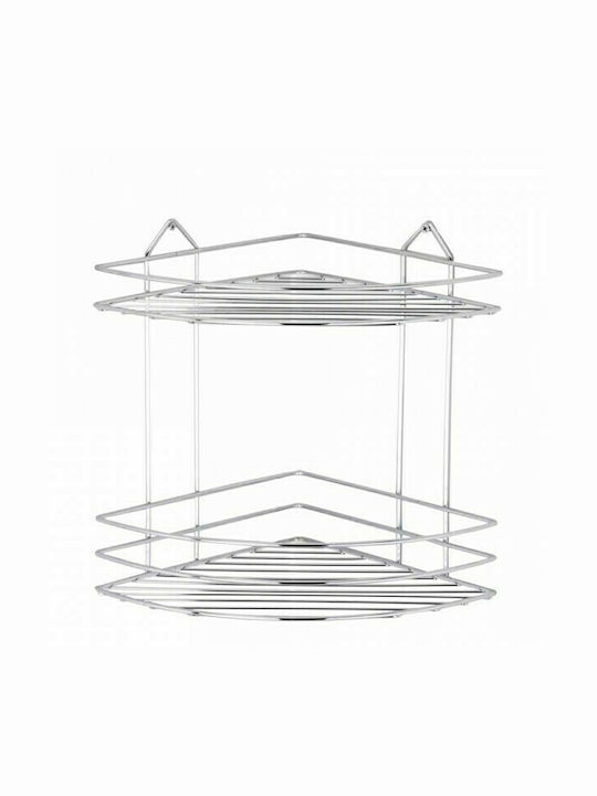 Viosarp Corner Wall Mounted Bathroom Shelf Metallic with 2 Shelves 30x24x34cm Silver