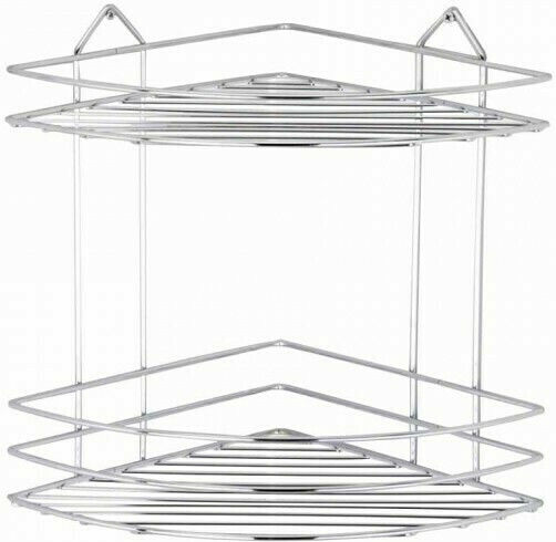 Viosarp Ecke An der Wand montiert Badezimmerregal Metallisch mit 2 Regalböden 30x24x34cm Silber