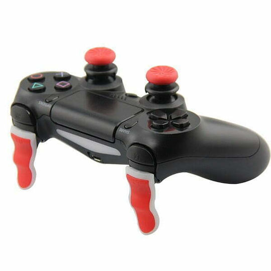 Extended Trigger R2 L2 Red/White & FPS Grips Caps Daumen-Griffe für PS4 in Rot Farbe