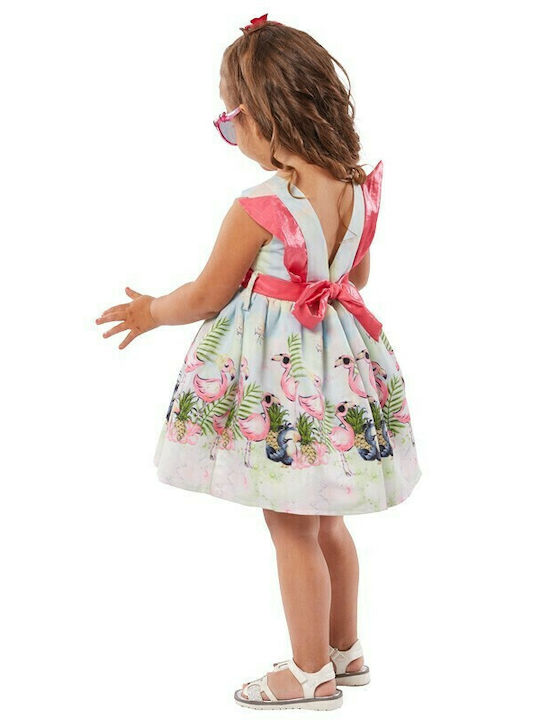 Rochie Fete Fără Mâneci Floral Set Cu Accesorii Albastru Deschis