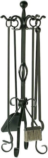 Zogometal Fireplace Tool Set with Stand Holder Black Patina Copper Patina