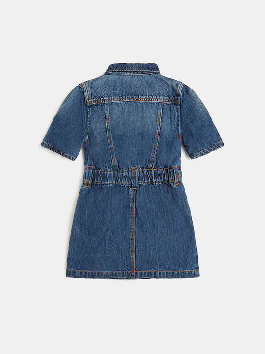 Guess Rochie pentru Copii Denim Mâneci scurte Albastru