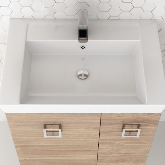 Orabella Vanity 65 Шкаф със Мивка & Огледало Д65xШ45xВ50см Кафяв