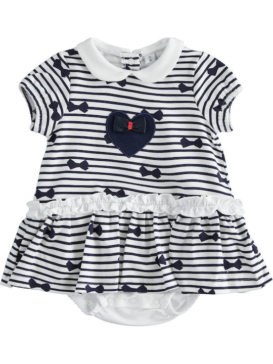 iDO Kids Dress Striped Short Sleeve White