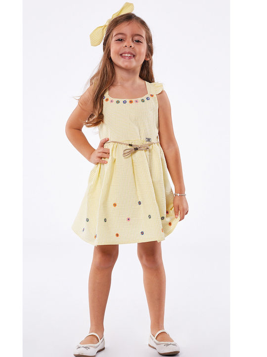 Children's Dress Sleeveless Set with Accessories Yellow