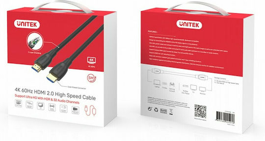 Unitek HDMI 2.0 Premium High Speed 4K 60Hz HDR Cable HDMI male - HDMI male 10m Μαύρο