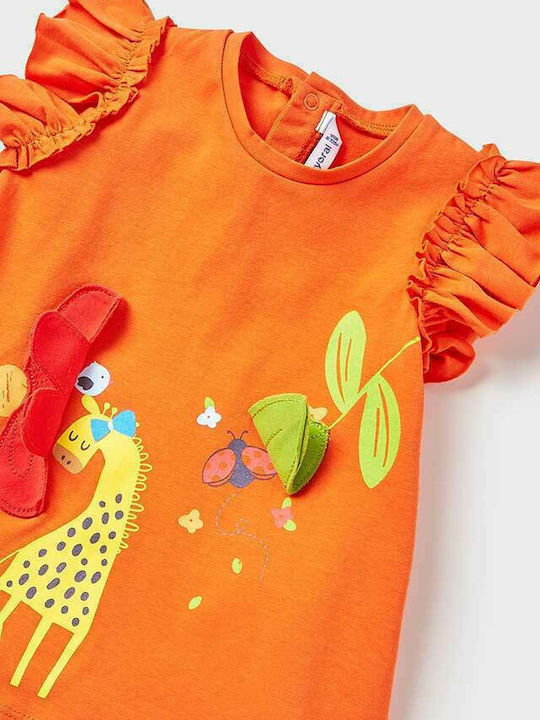 Mayoral Kids Dress Short Sleeve Orange