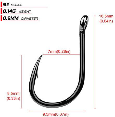 FH080-N09-100JZ Fishing Hooks Set 100pcs No9