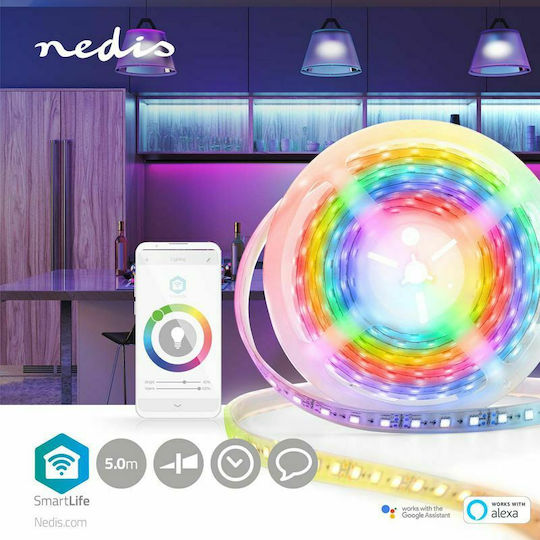 Nedis Waterproof Smart LED Strip Wi-Fi 24V RGB Light 5m Type SMD5050 with Power Supply & Remote Control