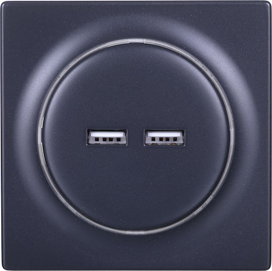 Fibaro Walli N Χωνευτή Πρίζα με 2 Θύρες USB Μαύρη