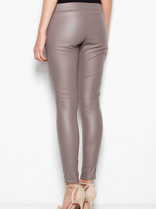 Venaton Women's Leather Trousers Beige