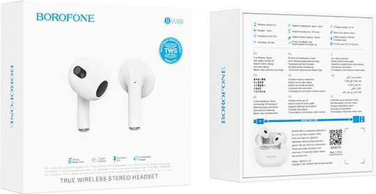 Borofone BW09 Sound Rhyme Earbud Bluetooth Handsfree Ακουστικά με Θήκη Φόρτισης Ceramic White