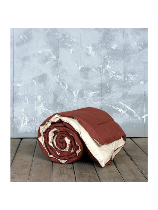 Nima Set Cearceaf de Pat Simplu cu Fete de Perne 160x240 Abalone 26909 Wine Red - Light Beige