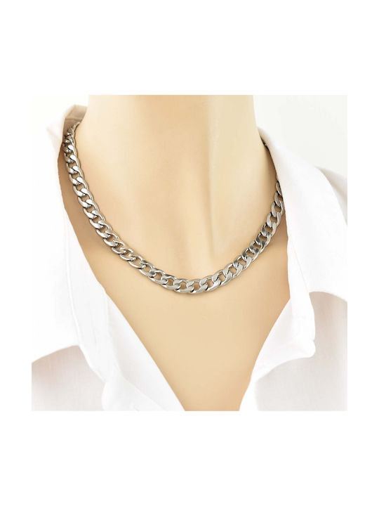 Gurmet Chain Silver 9MM Stainless steel neck chain 316L 60 cm