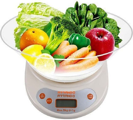 Arrango AB57123 Ψηφιακή Ζυγαριά Κουζίνας με Κάδο έως 5kg Λευκή