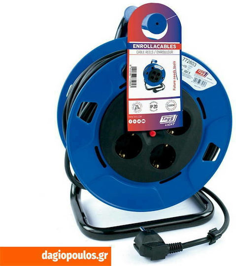 Tayg Cablu de prelungire 4 locuri cu cablu de 15m Diametru 3 x 1.5mm² Albastru