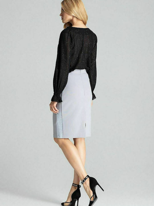 Figl Pencil High Waist Midi Skirt in Gray color