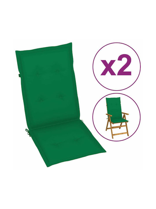 vidaXL Garden Chair Cushion with Back Green 2pcs 50x120cm.