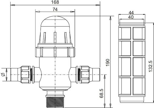 Palaplast 3486/2123 Φίλτρο Γραμμής Ταφ Μεγάλο (Σίτας) 20mmx1"x20mm Mesh 120 Κόκκινο